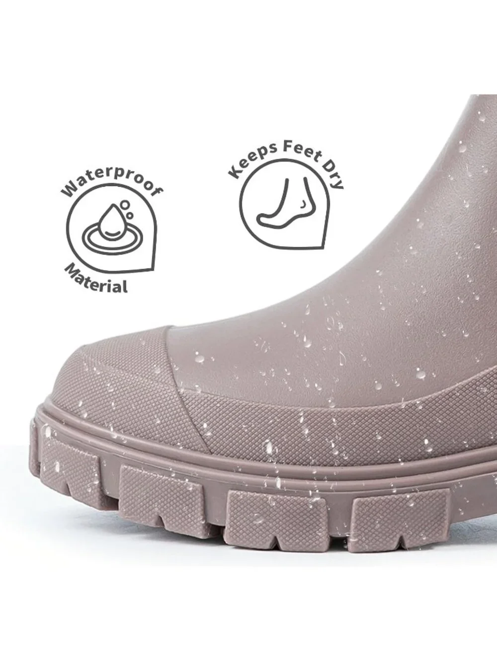 Women's Apricot Waterproof Slip-Resistant Rubber Short Ankle Chelsea rain Boots